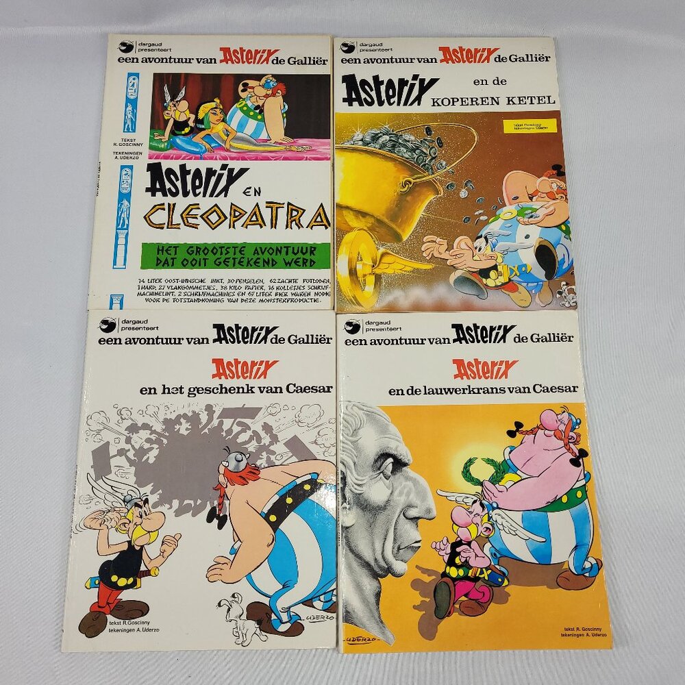 Asterix 4 Vintage Book Lot Goscinny Uderzo Dutch Softcover Cartoon Comics Set